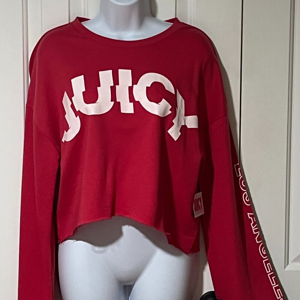 NWT Pixie Pink Juicy Couture logo terry pullover cropped